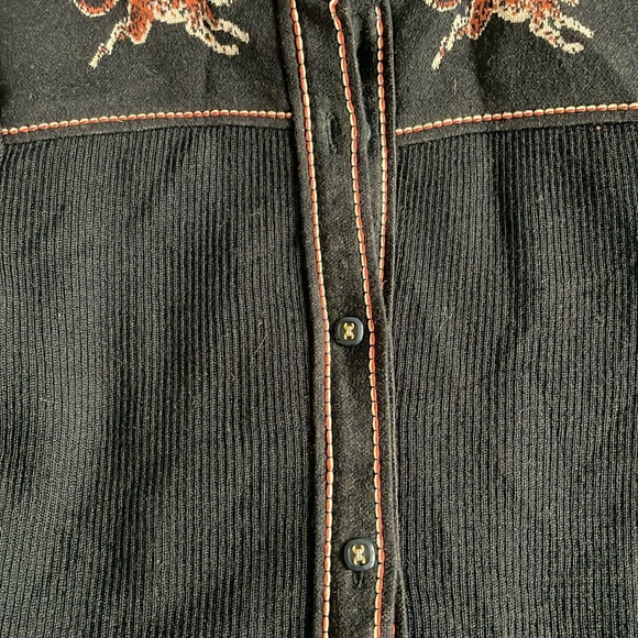 Vintage Japan black wool blend tiger print a line dress, size 2 - Picture 9 of 16